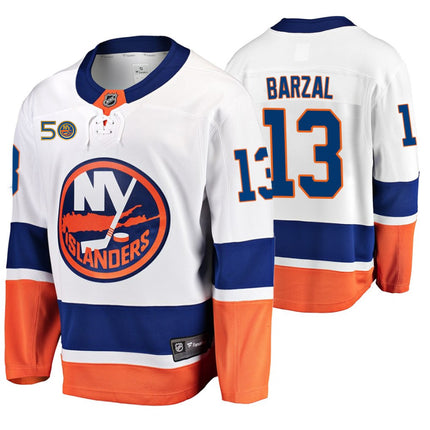 Mathew Barzal New York Islanders 50th Anniversary White Player Swingman Jersey
