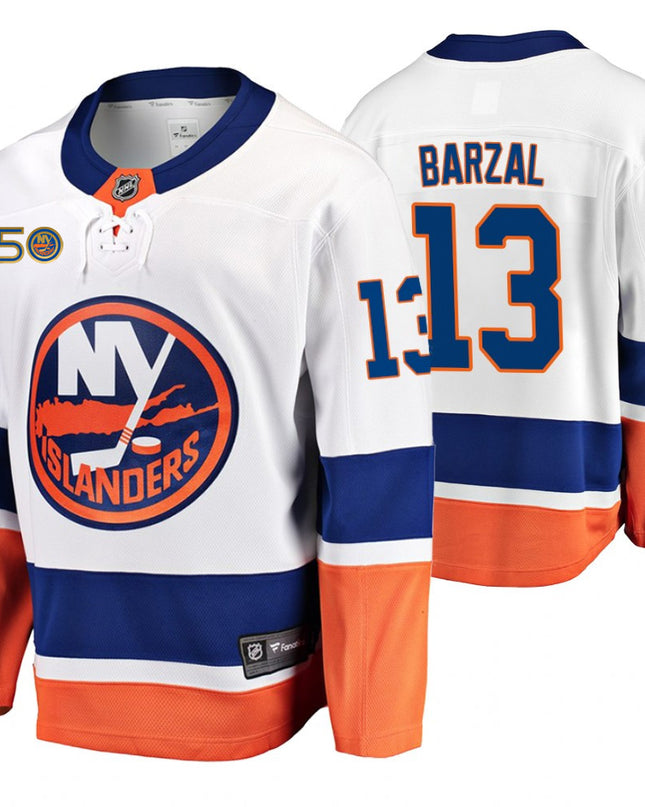 Mathew Barzal New York Islanders 50th Anniversary White Player Swingman Jersey