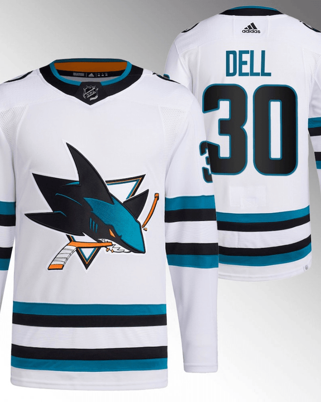 Aaron Dell San Jose Sharks Away White Player Swingman Jersey