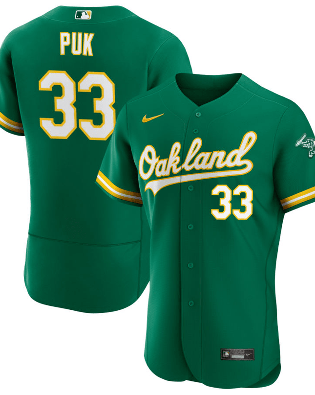 A.J. Puk Oakland Athletics Alternate Green Baseball Player Jersey