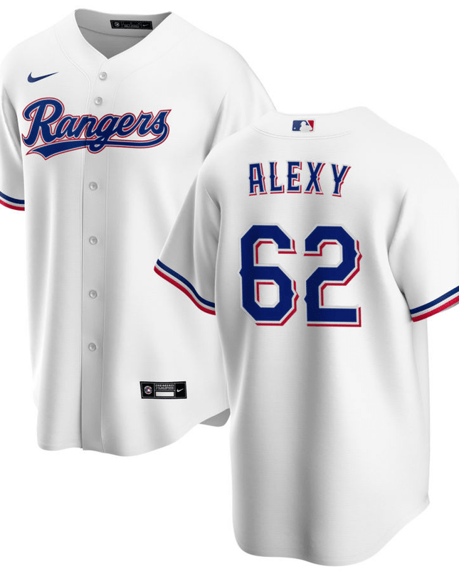 A.J. Alexy Texas Rangers Home White Baseball Player Jersey
