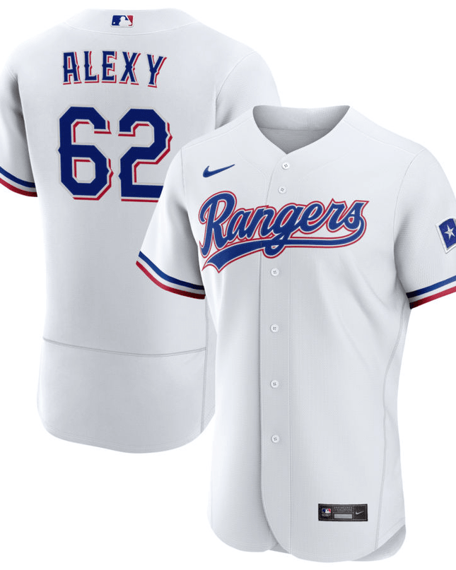 A.J. Alexy Texas Rangers Home White Baseball Player Jersey