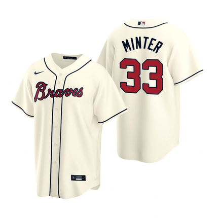A.J. Minter Atlanta Braves Alternate Cream Baseball Player Jersey