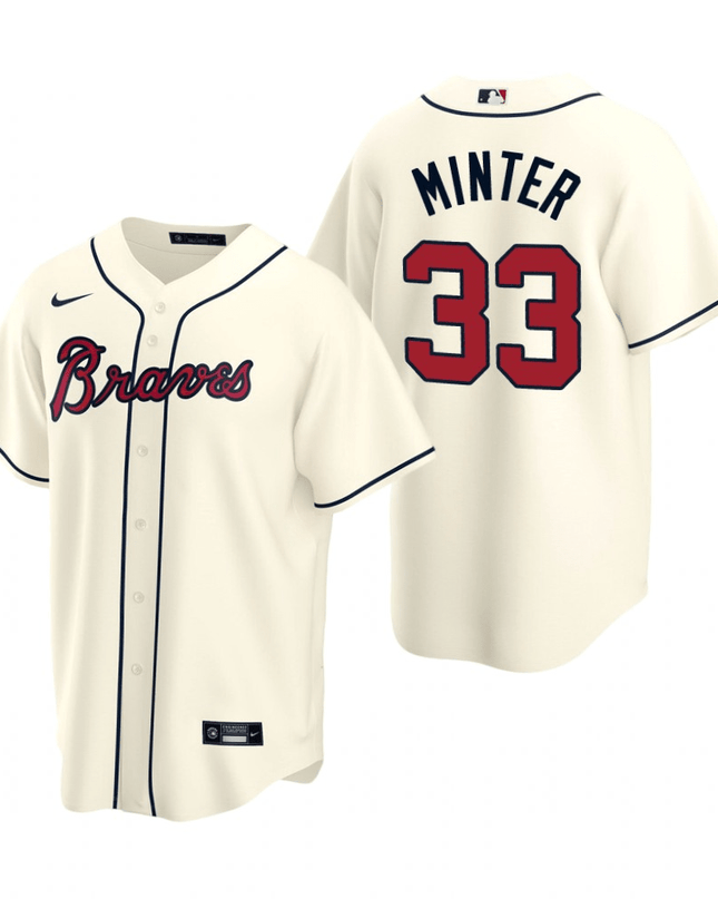 A.J. Minter Atlanta Braves Alternate Cream Baseball Player Jersey