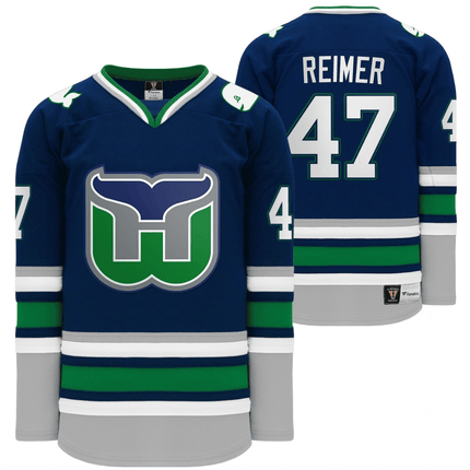 James Reimer Carolina Hurricanes Hartford Heritage Whalers Night Navy Player Swingman Jersey