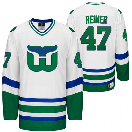 James Reimer Carolina Hurricanes Hartford Heritage Whalers White Player Swingman Jersey