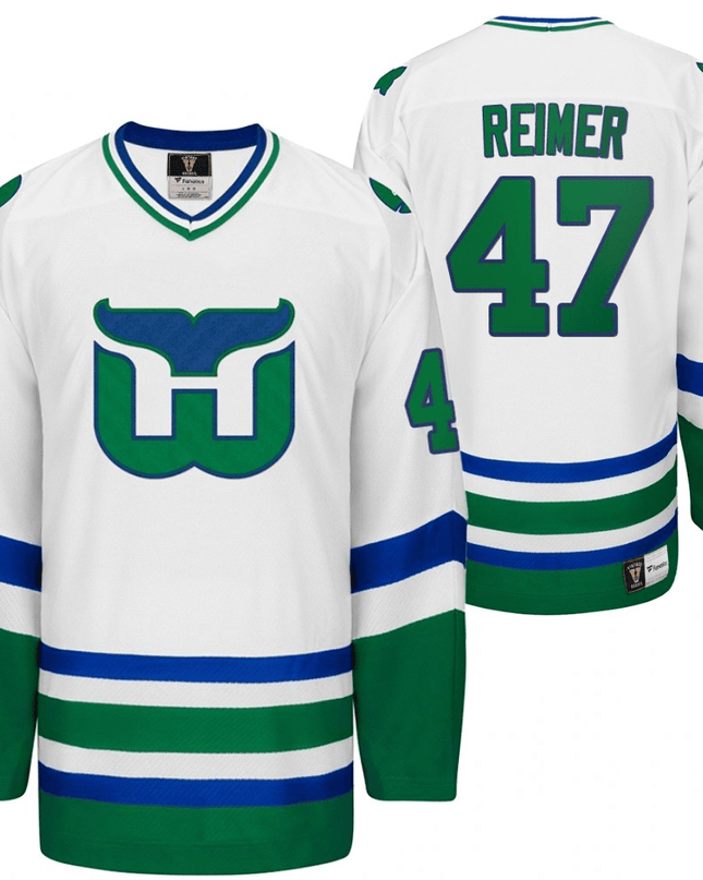 James Reimer Carolina Hurricanes Hartford Heritage Whalers White Player Swingman Jersey