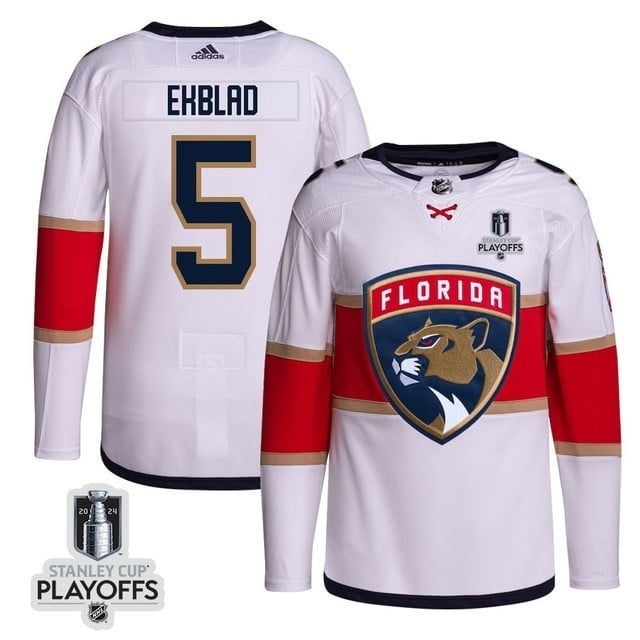Aaron Ekblad Florida Panthers 2024 NHL Playoffs Patch Away White Jersey