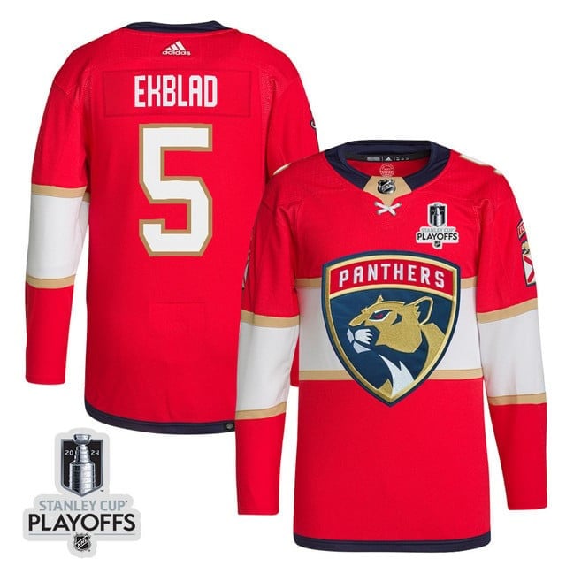 Aaron Ekblad Florida Panthers 2024 NHL Playoffs Patch Home Red Jersey