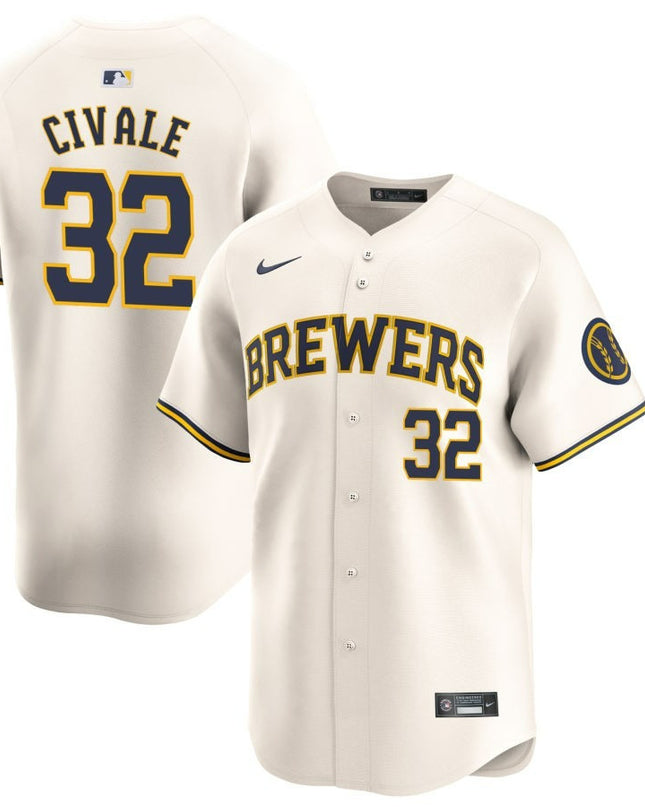 Aaron Civale Milwaukee Brewers 2024 Cream Home Limited Jersey