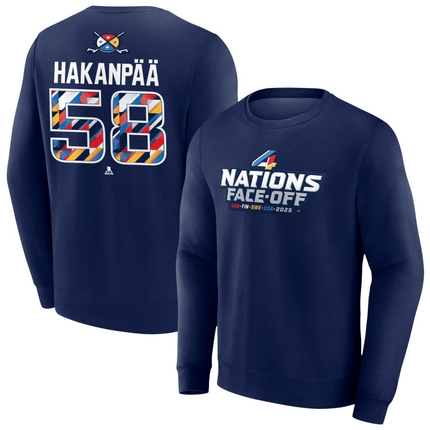 Jani Hakanpaa 2025 4 Nations Face-Off Pick-A-Player Pullover Navy Sweatshirt