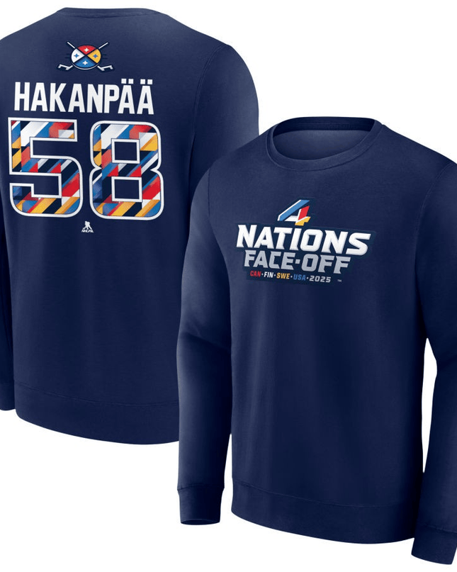 Jani Hakanpaa 2025 4 Nations Face-Off Pick-A-Player Pullover Navy Sweatshirt
