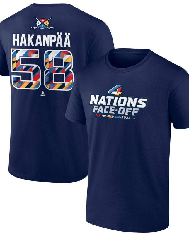 Jani Hakanpää 2025 4 Nations Face-Off Pick-A-Player Navy T-Shirt