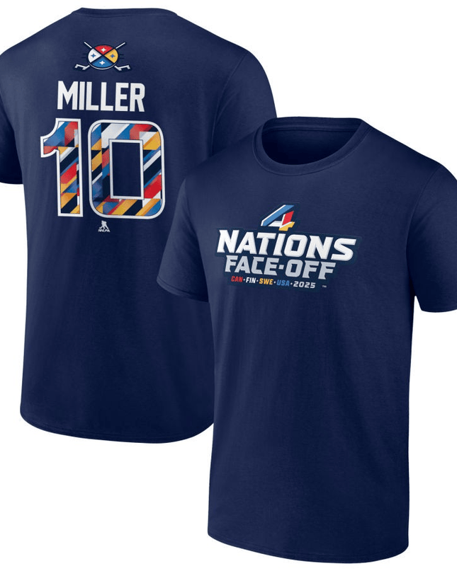 J.T. Miller 2025 4 Nations Face-Off Pick-A-Player Navy T-Shirt