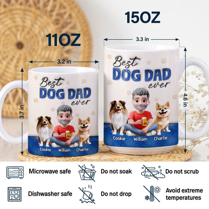 Best Dog Dad Ever 3D Effect - Personalized White Edge-to-Edge Mug