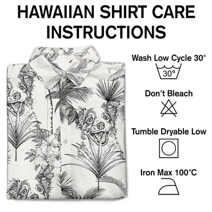 Custom Photo Pencil Drawing Toile De Jouy Pattern Family Pet - Personalized Hawaiian Shirt