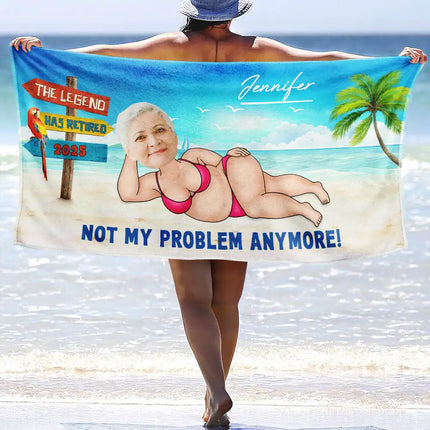 Custom Photo The Legend Has Retired - Personalized Beach Towel