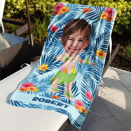 Custom Photo Hula Dancing - Personalized Beach Towel