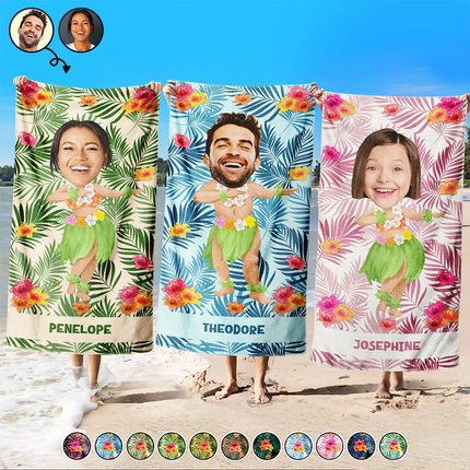 Custom Photo Hula Dancing - Personalized Beach Towel