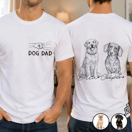 Custom Photo Pencil Sketch Pet Dad Lovely Portrait - Personalized T Shirt