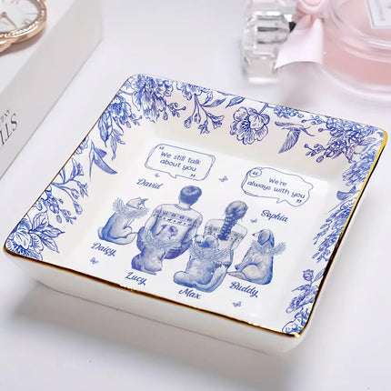 I Miss You Memorial Dog Cat Toile - Personalized Ring Dish