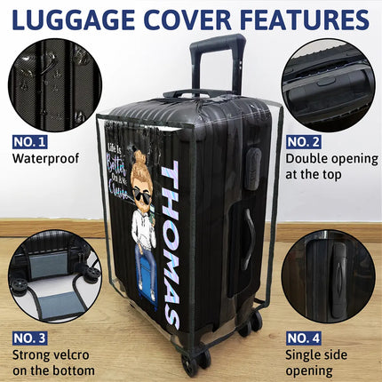 Travel A Girl Boy Who Loves Traveling Clear Hologram Background - Personalized Clear Luggage Cover