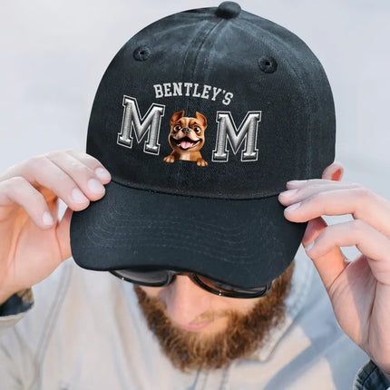Dog Dad Dog Mom 3D Effect - Embroidery Text Effect Printed, Personalized Vintage Washed Denim Cap