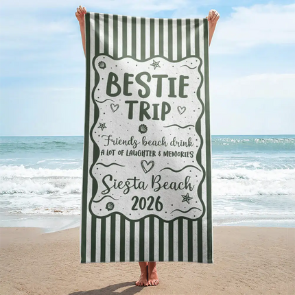 Girls Trip Family Trip On Vacation - Personalized Beach Towel