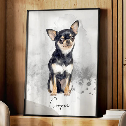 Custom Photo Realistic Watercolor Art Portrait Cat Dog Pet - Personalized Poster