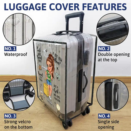 Turban Just A Girl Who Loves Traveling - Personalized Clear Luggage Cover