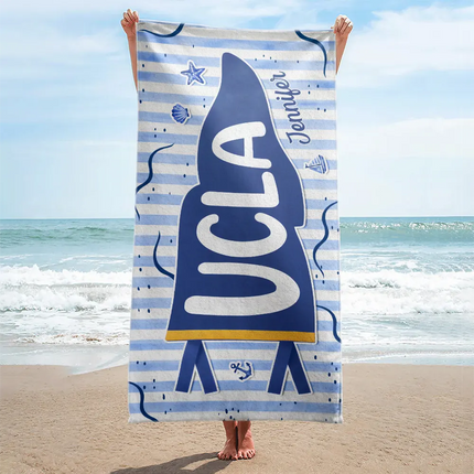 School Pennant Flag Summer Graduation - Personalized Beach Towel
