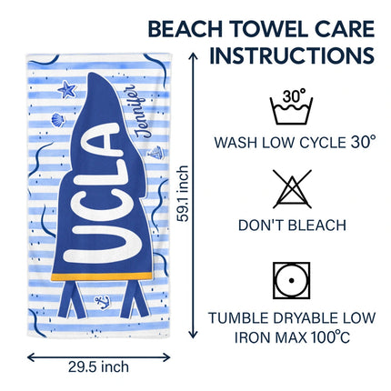 School Pennant Flag Summer Graduation - Personalized Beach Towel