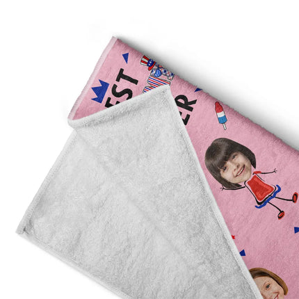 Custom Photo Stars & Stripes Best Dad Mom Grandpa Grandma Ever - Personalized Beach Towel