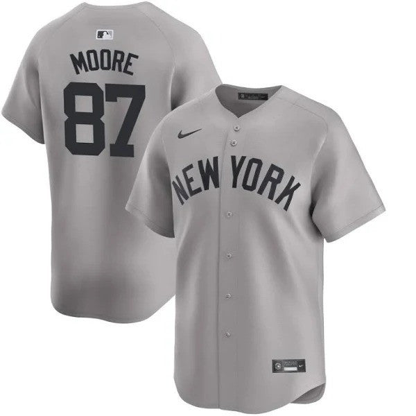 McKinley Moore New York Yankees Gray 2024 Away Limited Cool Base Stitched Baseball Jersey